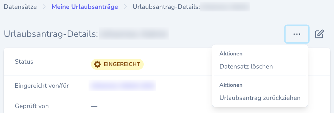 z.B. Urlaubsantrag zurückziehen