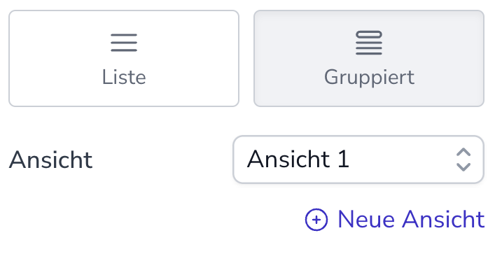 Menü: Auswahl einer gruppierten Ansicht