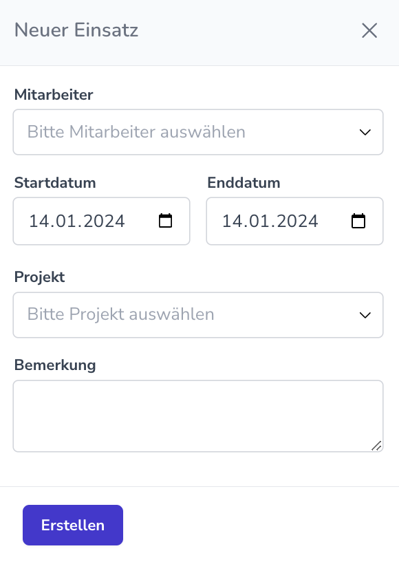Neuer Projekteinsatz